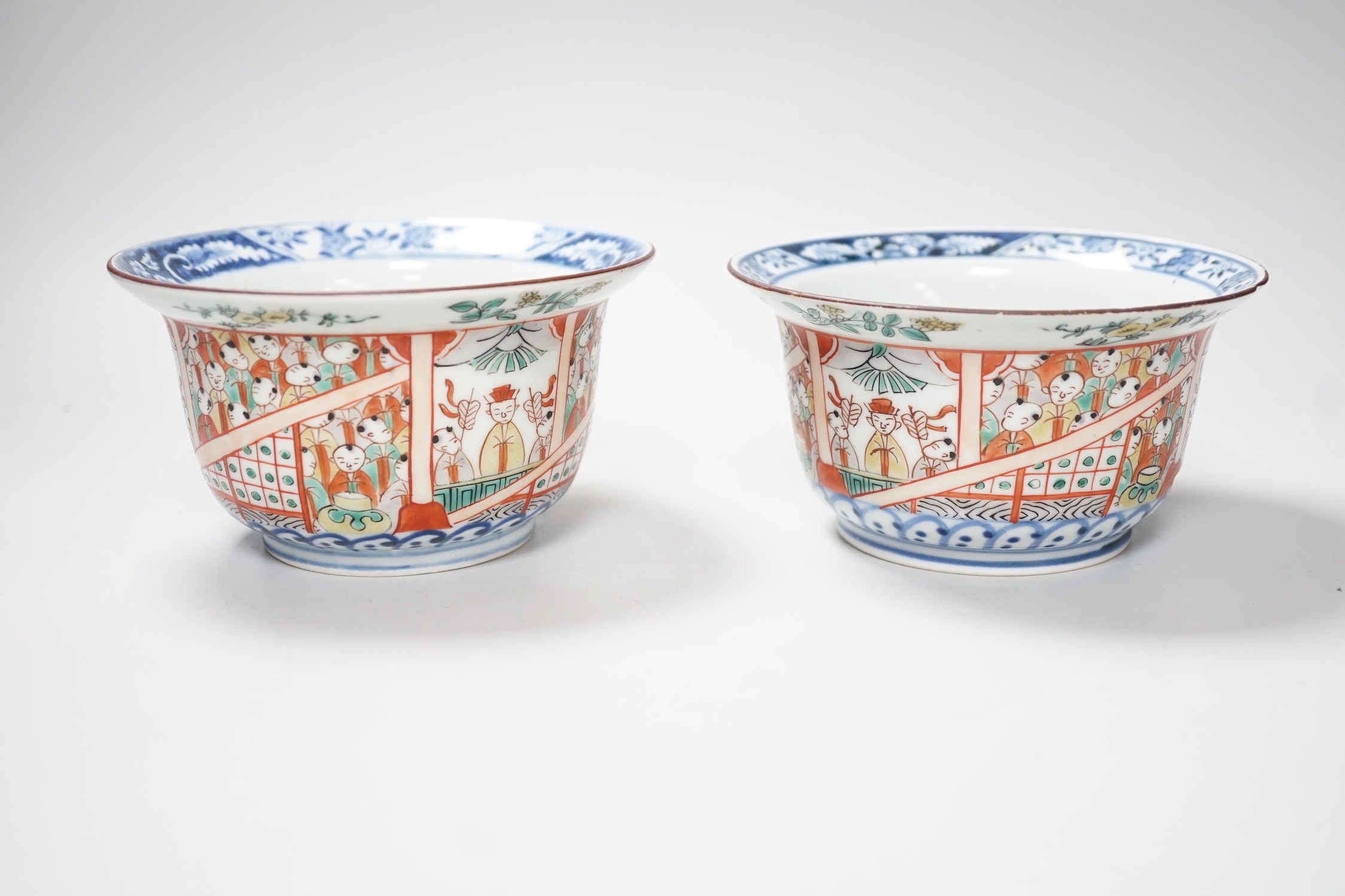 A pair of Japanese 'Hundred Boys' bowls, 19th century, 14cm diameter